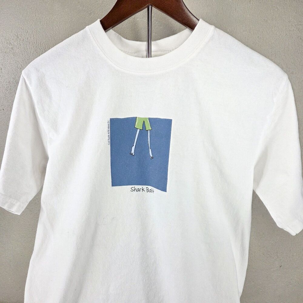 Vintage 90s Cool People Shark Bait Graphic T-Shirt Sz M
